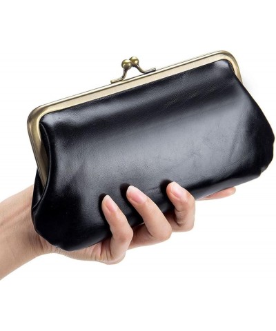 Oil Wax Leather Clutch Bag for Women Small Evening Purse Wallet (Black) Wine Red $17.81 Evening Bags