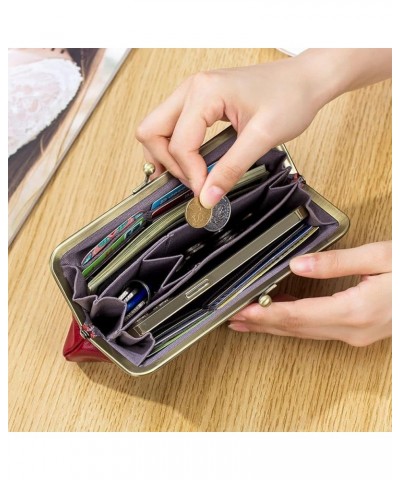 Oil Wax Leather Clutch Bag for Women Small Evening Purse Wallet (Black) Wine Red $17.81 Evening Bags