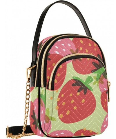 Red Strawberry Fruits Crossbody Bags for Women Small Shoulder with Detachable Straps, Trendy Cell Phone Purse Shoulder Handba...