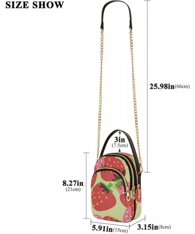 Red Strawberry Fruits Crossbody Bags for Women Small Shoulder with Detachable Straps, Trendy Cell Phone Purse Shoulder Handba...