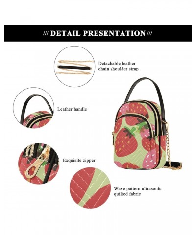 Red Strawberry Fruits Crossbody Bags for Women Small Shoulder with Detachable Straps, Trendy Cell Phone Purse Shoulder Handba...