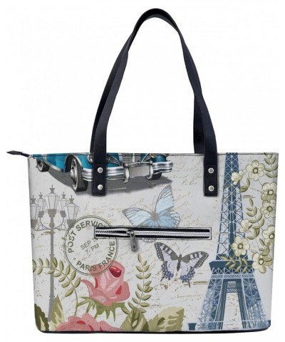 NIxux vintage Paris Culture Tote Bag Lightweight Handbag for Shopping Gym Hiking Travel Yoga Shoulder Bag with Outside Zipper...