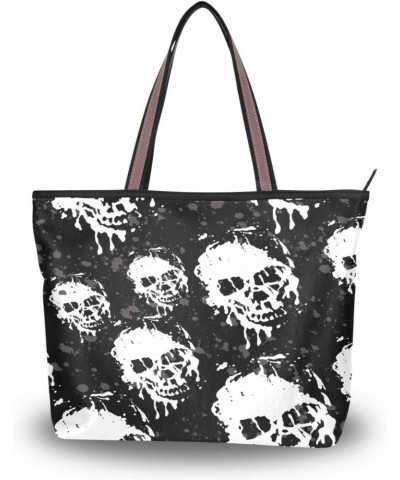 Womens Tote Bag, Skull Keleton Grunge Tie Dye Ladies Zip Shoulder Handbags $14.15 Shoulder Bags