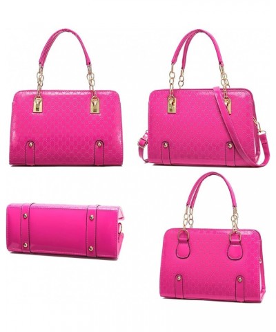 Women classics Top Handle Handbag Crossbody Casual Purse Satchel Tote H - Hot Pink $10.70 Shoulder Bags