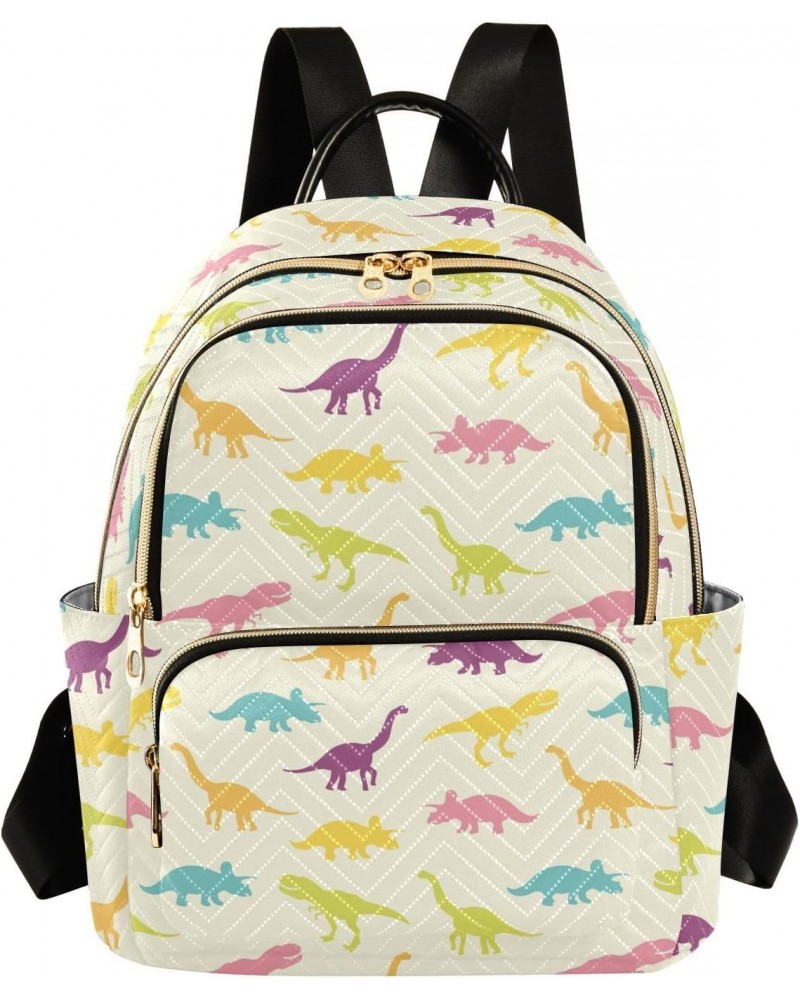 Colored Dinosaur Fashion Backpack Purse for Women Multipurpose Casual Daypack with Multi Pockets & Secured Zipper Ladies Hand...