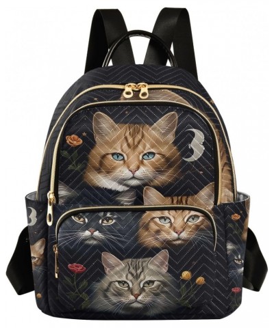 Four Cats Flowers Backpack for Women Casual Daypack Small Backpacks Lightweight Shoulder Bag Travel Purse for Work Outdoor La...