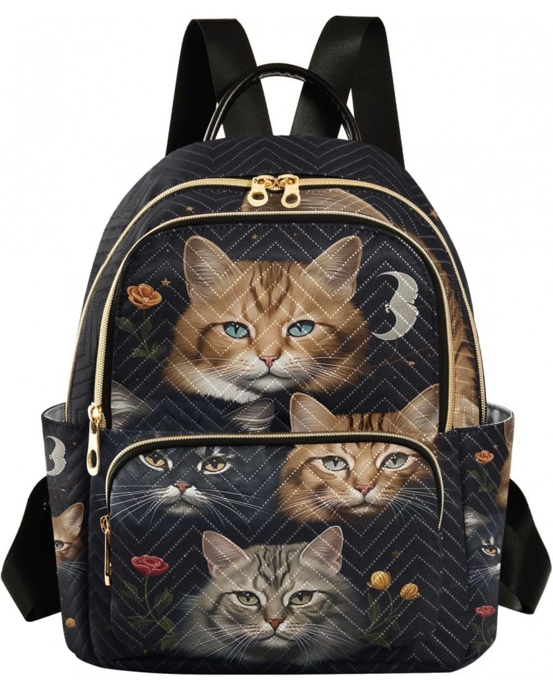 Four Cats Flowers Backpack for Women Casual Daypack Small Backpacks Lightweight Shoulder Bag Travel Purse for Work Outdoor La...