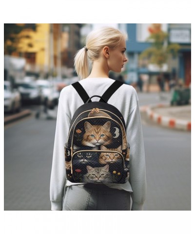 Four Cats Flowers Backpack for Women Casual Daypack Small Backpacks Lightweight Shoulder Bag Travel Purse for Work Outdoor La...