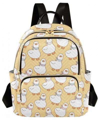 Backpack Purse for Women White Cartoon Ducks, Mini Fashion Backpack Cute Lightweight Casual Daypack Shoulder Bag Travel Backp...