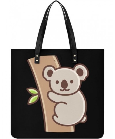 Cute Cartoon Koala Women Handbags PU Leather Tote Shoulder Bag Purses for Travel Shopping Work $18.86 Totes