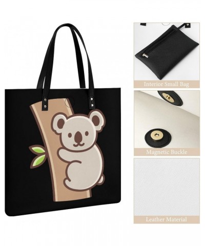 Cute Cartoon Koala Women Handbags PU Leather Tote Shoulder Bag Purses for Travel Shopping Work $18.86 Totes