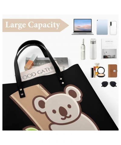 Cute Cartoon Koala Women Handbags PU Leather Tote Shoulder Bag Purses for Travel Shopping Work $18.86 Totes