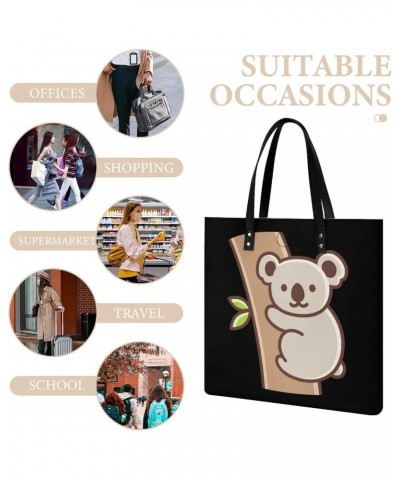 Cute Cartoon Koala Women Handbags PU Leather Tote Shoulder Bag Purses for Travel Shopping Work $18.86 Totes