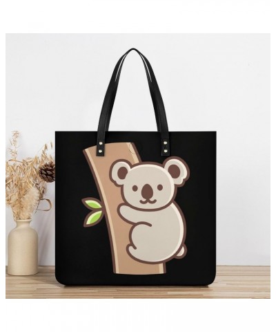 Cute Cartoon Koala Women Handbags PU Leather Tote Shoulder Bag Purses for Travel Shopping Work $18.86 Totes