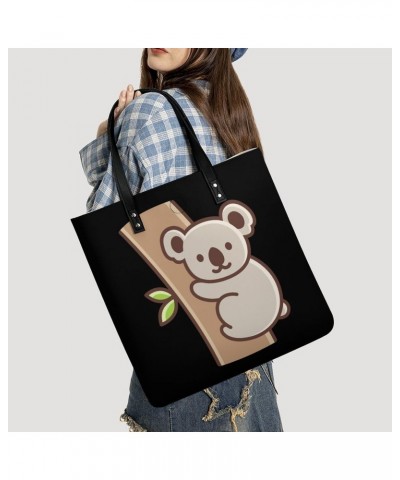 Cute Cartoon Koala Women Handbags PU Leather Tote Shoulder Bag Purses for Travel Shopping Work $18.86 Totes