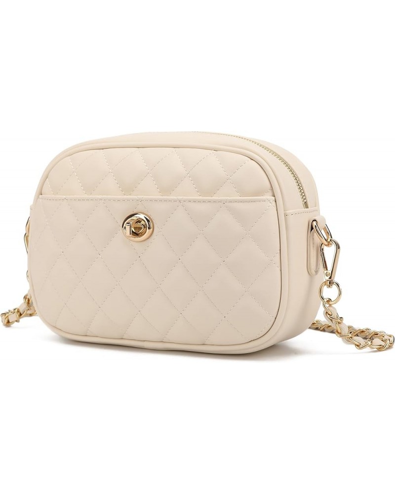 Quilted Crossbody Bag Small Lightweight Shoulder Purse Top Zipper Phone Pocket Beige-lm725 $19.03 Crossbody Bags