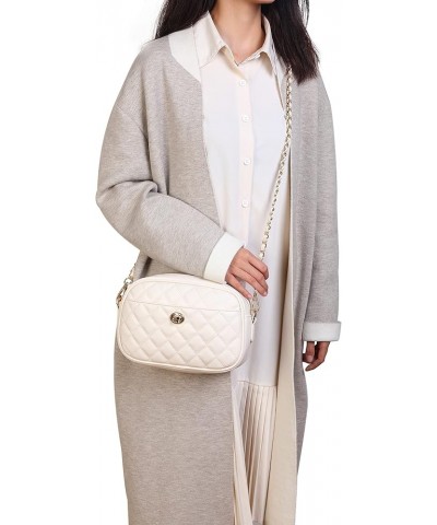 Quilted Crossbody Bag Small Lightweight Shoulder Purse Top Zipper Phone Pocket Beige-lm725 $19.03 Crossbody Bags