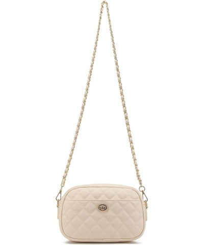 Quilted Crossbody Bag Small Lightweight Shoulder Purse Top Zipper Phone Pocket Beige-lm725 $19.03 Crossbody Bags