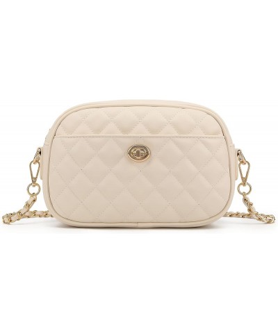 Quilted Crossbody Bag Small Lightweight Shoulder Purse Top Zipper Phone Pocket Beige-lm725 $19.03 Crossbody Bags