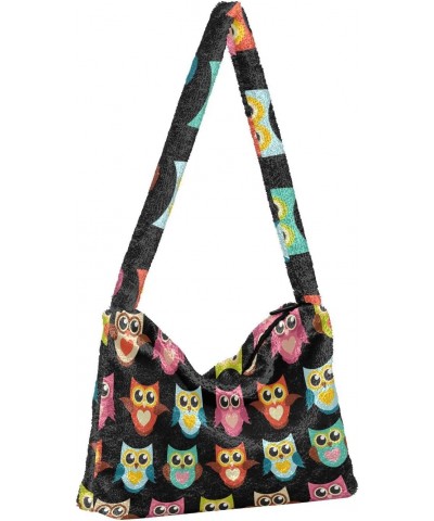 Women Boho Handbag Rainbow Cute Owl Eye Underarm Bag Tote Bag Shoulder Bag Crossbody Bag Fluffy Cell Phone Purse Patriot Lady...