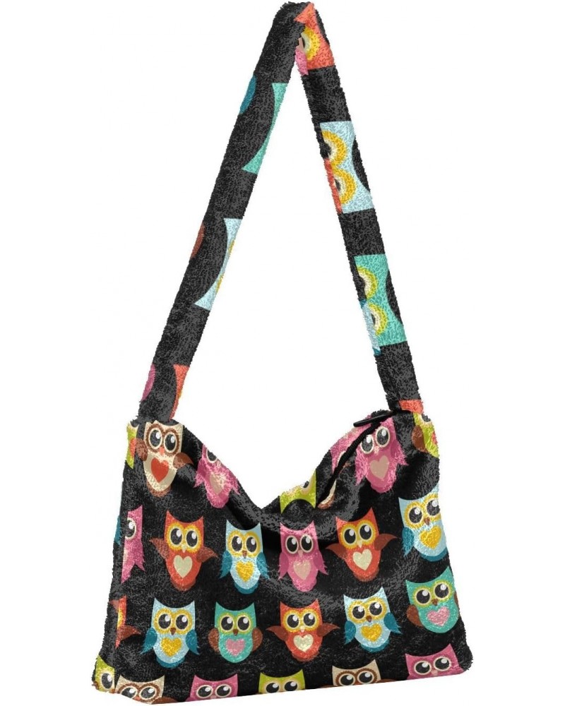 Women Boho Handbag Rainbow Cute Owl Eye Underarm Bag Tote Bag Shoulder Bag Crossbody Bag Fluffy Cell Phone Purse Patriot Lady...