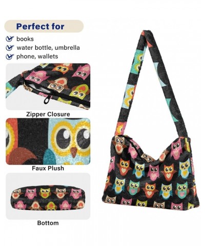 Women Boho Handbag Rainbow Cute Owl Eye Underarm Bag Tote Bag Shoulder Bag Crossbody Bag Fluffy Cell Phone Purse Patriot Lady...