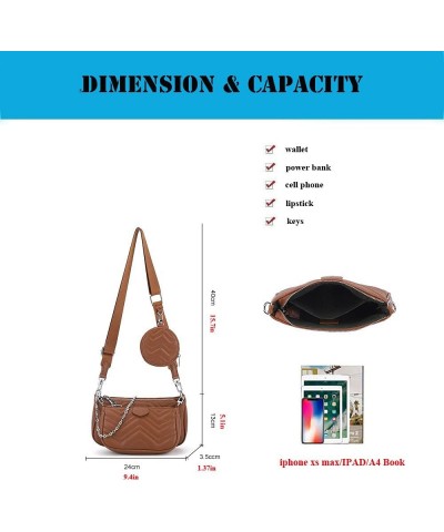 3 In 1 Purses and Handbags for Women Leisure Wave Pattern Crossbody Bags Coin Purses Ladies Wallet Multipurpose Shoulder Bag ...