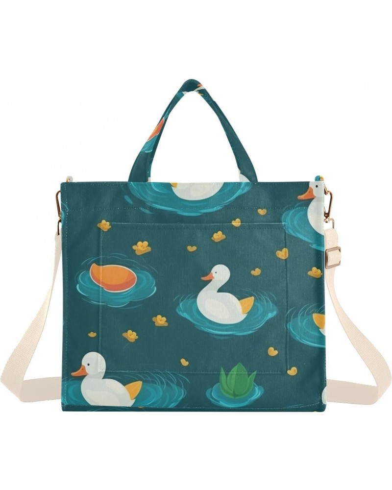 Ducks in The Pond Corduroy Handbag - Fashionable, Unique, and Versatile Shoulder Bag Beige straps $17.99 Shoulder Bags