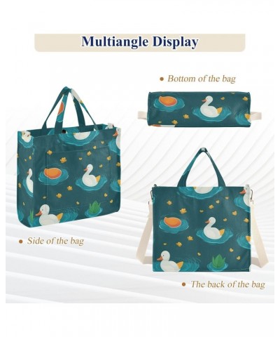 Ducks in The Pond Corduroy Handbag - Fashionable, Unique, and Versatile Shoulder Bag Beige straps $17.99 Shoulder Bags