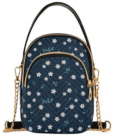 Cartoon Navy Floral Women's Crossbody Handbags with Zipper, Casual Leather Cell Phone Purse Crossbody Bags for Ladies $14.81 ...