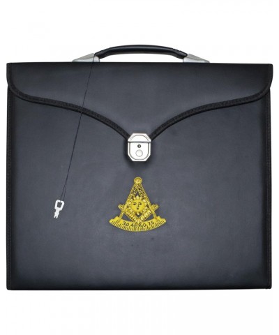 Masonic Past Master Apron File Case MM/WM Size Black Leather, Hand Embroidered Emblem | Carrying Bag $34.79 Shoulder Bags