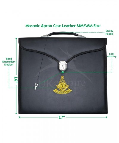 Masonic Past Master Apron File Case MM/WM Size Black Leather, Hand Embroidered Emblem | Carrying Bag $34.79 Shoulder Bags