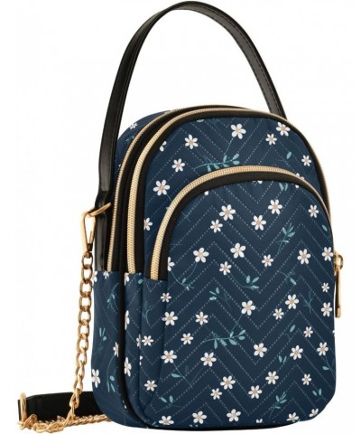 Cartoon Navy Floral Women's Crossbody Handbags with Zipper, Casual Leather Cell Phone Purse Crossbody Bags for Ladies $14.81 ...