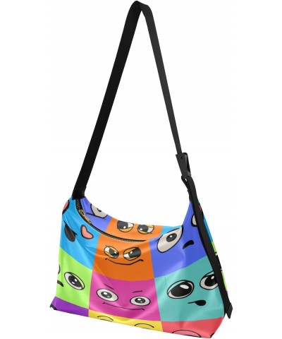 Doodle Faces Hobo Shoulder Bag for Women Men PU Leather Crossbody Bag Slouchy Tote Handbags for Traveling Shopping Working $1...