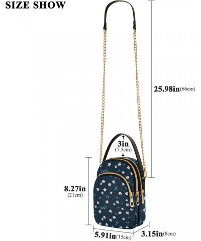 Cartoon Navy Floral Women's Crossbody Handbags with Zipper, Casual Leather Cell Phone Purse Crossbody Bags for Ladies $14.81 ...