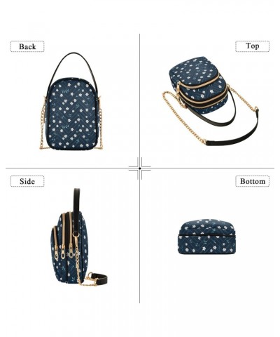 Cartoon Navy Floral Women's Crossbody Handbags with Zipper, Casual Leather Cell Phone Purse Crossbody Bags for Ladies $14.81 ...