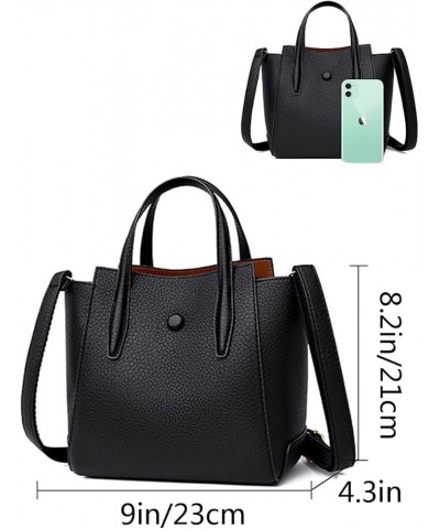 Women Small Tote Bag Vegan Leather Shoulder Bag Commuter Handbag Purse Satchel-Black Light Brown $29.51 Totes