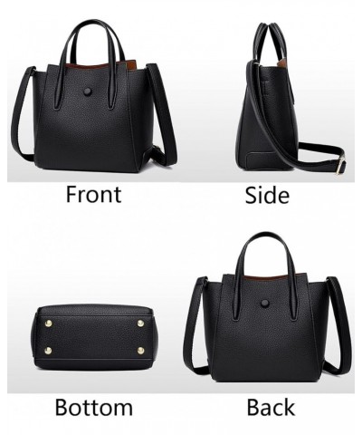 Women Small Tote Bag Vegan Leather Shoulder Bag Commuter Handbag Purse Satchel-Black Light Brown $29.51 Totes