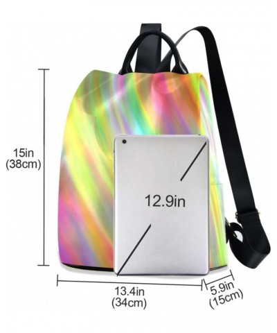 Colorful Dazzling Light Travel Backpack Purse for Women Multipurpose Design Ladies Fashion Bag with Pompom $21.99 Backpacks