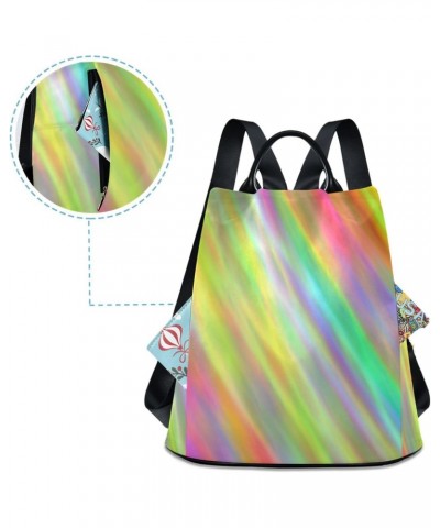 Colorful Dazzling Light Travel Backpack Purse for Women Multipurpose Design Ladies Fashion Bag with Pompom $21.99 Backpacks