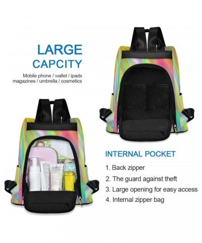 Colorful Dazzling Light Travel Backpack Purse for Women Multipurpose Design Ladies Fashion Bag with Pompom $21.99 Backpacks