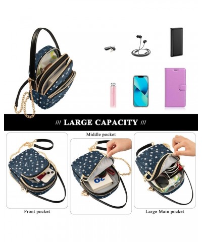 Cartoon Navy Floral Women's Crossbody Handbags with Zipper, Casual Leather Cell Phone Purse Crossbody Bags for Ladies $14.81 ...