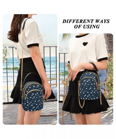 Cartoon Navy Floral Women's Crossbody Handbags with Zipper, Casual Leather Cell Phone Purse Crossbody Bags for Ladies $14.81 ...