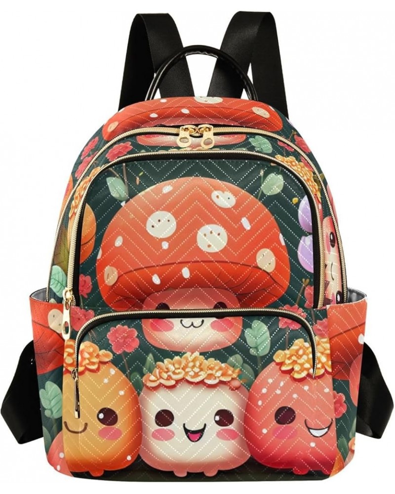 Medium Fashion Backpack for Women Cute Mushrooms Fruits Print Ladies Travel Daypack Aesthetic Shoulder Bag 11.4×6.1×14.1 IN $...