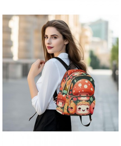 Medium Fashion Backpack for Women Cute Mushrooms Fruits Print Ladies Travel Daypack Aesthetic Shoulder Bag 11.4×6.1×14.1 IN $...