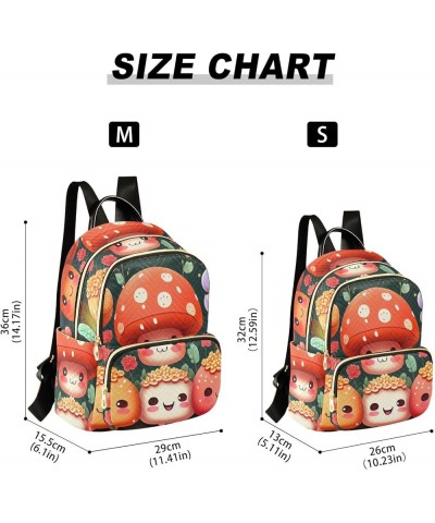 Medium Fashion Backpack for Women Cute Mushrooms Fruits Print Ladies Travel Daypack Aesthetic Shoulder Bag 11.4×6.1×14.1 IN $...