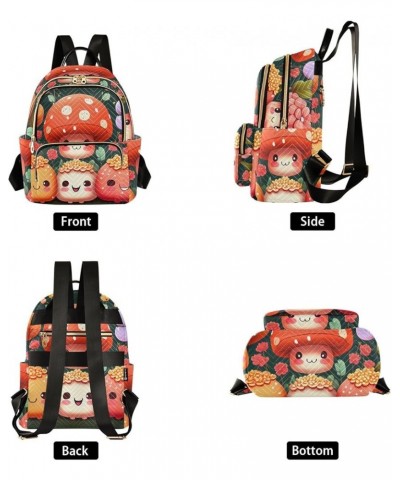 Medium Fashion Backpack for Women Cute Mushrooms Fruits Print Ladies Travel Daypack Aesthetic Shoulder Bag 11.4×6.1×14.1 IN $...