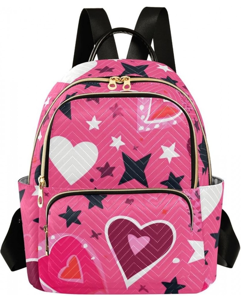 Pink Hearts Paper Cut Fashion Travel Backpack for Women Multi Pockets Lightweight Purse for Women-M Multicolor Small $17.15 B...