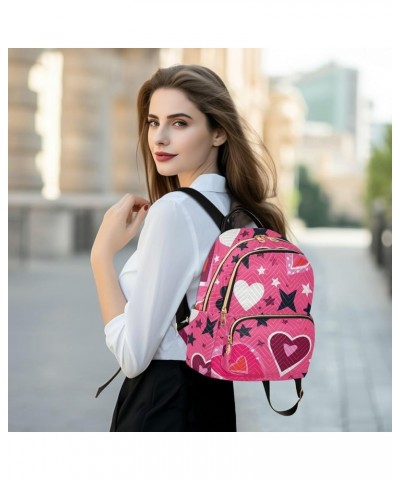 Pink Hearts Paper Cut Fashion Travel Backpack for Women Multi Pockets Lightweight Purse for Women-M Multicolor Small $17.15 B...