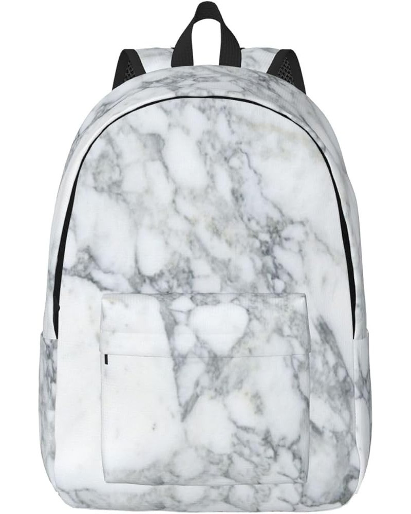 Light Black Marble Print Unisex Canvas Backpack Cute Backpack For Travel Sports Casual Aesthetic Backpack Black Medium $16.59...